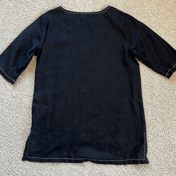 LISA BAYNE Black Linen Tunic Size XS - Picture 12 of 13